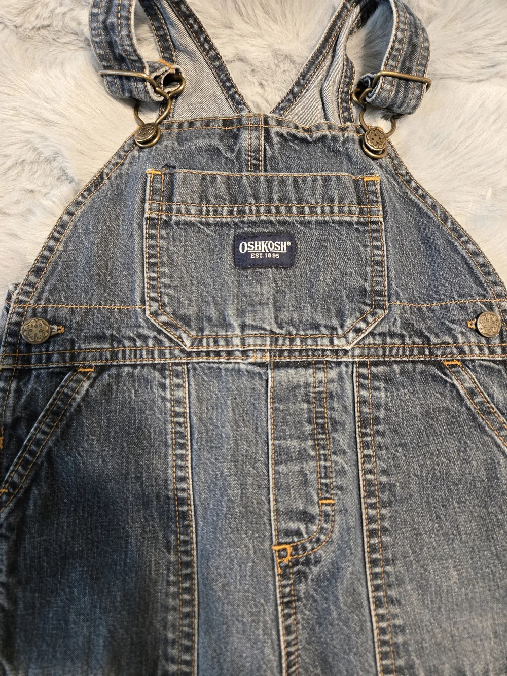 Vintage OshKosh B'gosh Vestbak Denim Baby Overalls 18 Months Snap Bottom 90s